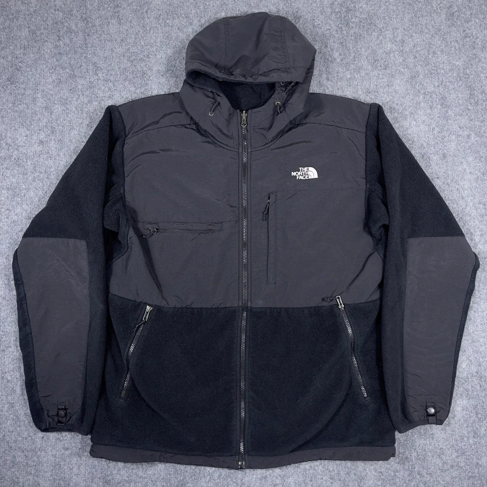 The North Face Denali Hoodie Mens XL Black Polartec Fleece Full Zip Jacket